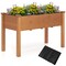 Brown Fir Wood Raised Garden Bed with Liner and Drainage Holes